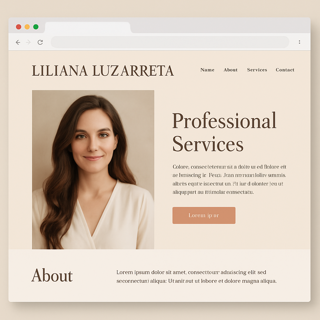 Captura del sitio web de Liliana Luzarreta